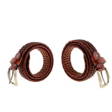 Maxbell 2pcs Men Woven Hollowed-out Adjustable Waist Belts Waistbands Light Coffee