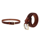 Maxbell 2pcs Men Woven Hollowed-out Adjustable Waist Belts Waistbands Light Coffee