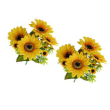 Maxbell 2Pcs Beautiful Lifelike Artificial Flower Home Office Decor Yellow Sunflower