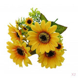 Maxbell 2Pcs Beautiful Lifelike Artificial Flower Home Office Decor Yellow Sunflower
