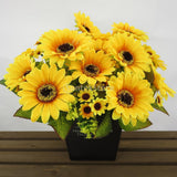 Maxbell 2Pcs Beautiful Lifelike Artificial Flower Home Office Decor Yellow Sunflower