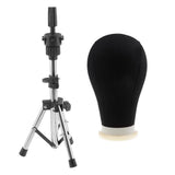 Maxbell Canvas Poly Mannequin Head for Wig Hat Making Display Stand w/ Holder Clamp