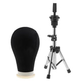 Maxbell Canvas Poly Mannequin Head for Wig Hat Making Display Stand w/ Holder Clamp