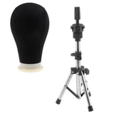 Maxbell Canvas Poly Mannequin Head for Wig Hat Making Display Stand w/ Holder Clamp