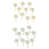 Maxbell 20Pcs 28X53mm Rhinestone Pearl Buttons Flatback Embellishments Gold&Silver