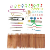 Maxbell 132pcs Carbonized Bamboo Double Pointed Knitting Needles with Accessories