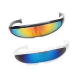 Maxbell 2x Futuristic Cyclops Mirrored Sunglasses Narrow Monoblock Shield Glasses