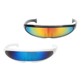 Maxbell 2x Futuristic Cyclops Mirrored Sunglasses Narrow Monoblock Shield Glasses