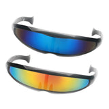 Maxbell 2/set Futuristic Cyclops Mirrored Sunglasses Narrow Monoblock Shield Glasses