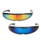 Maxbell 2/set Futuristic Cyclops Mirrored Sunglasses Narrow Monoblock Shield Glasses