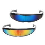 Maxbell 2/set Futuristic Cyclops Mirrored Sunglasses Narrow Monoblock Shield Glasses