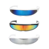 Maxbell 3/set Futuristic Cyclops Mirrored Sunglasses Narrow Monoblock Shield Glasses