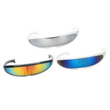 Maxbell 3/set Futuristic Cyclops Mirrored Sunglasses Narrow Monoblock Shield Glasses