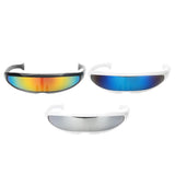 Maxbell 3/set Futuristic Cyclops Mirrored Sunglasses Narrow Monoblock Shield Glasses