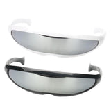 Maxbell 2x Futuristic Cyclops Silver Mirrored Sunglasses Monoblock Shield Glasses