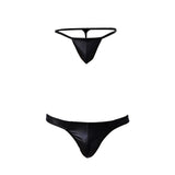 Maxbell 2x Men's G-String Briefs Underpants PU Leather T-back Pouch Thongs Shorts S