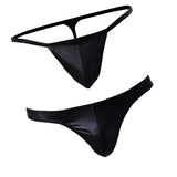 Maxbell 2x Men's G-String Briefs Underpants PU Leather T-back Pouch Thongs Shorts S