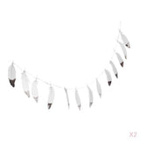 Maxbell 2 Pieces Boho Silver Dipped White Feather Bunting Garland Wall Hanging Decor