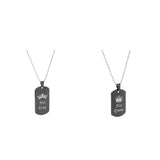 Maxbell 2pcs Her King & His Queen Dog Tag Pendant Couple Necklace Lovers Beads Chain