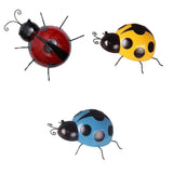 Maxbell 3Pcs Mini Metal Ladybug Fence Hanger Wall Hanging Outdoor Garden Decor 10cm