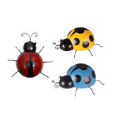 Maxbell 3Pcs Mini Metal Ladybug Fence Hanger Wall Hanging Outdoor Garden Decor 10cm