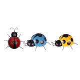 Maxbell 3Pcs Mini Metal Ladybug Fence Hanger Wall Hanging Outdoor Garden Decor 10cm