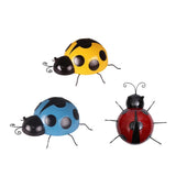 Maxbell 3Pcs Mini Metal Ladybug Fence Hanger Wall Hanging Outdoor Garden Decor 10cm