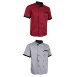 Maxbell 2Pieces Chef Jacket Uniform Short Sleeve Hotel Kitchen Apparel Cook Coat L