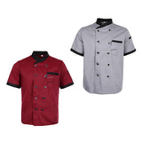 Maxbell 2Pieces Chef Jacket Uniform Short Sleeve Hotel Kitchen Apparel Cook Coat L