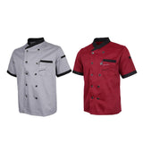 Maxbell 2Pieces Chef Jacket Uniform Short Sleeve Hotel Kitchen Apparel Cook Coat L