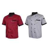 Maxbell 2Pieces Chef Jacket Uniform Short Sleeve Hotel Kitchen Apparel Cook Coat L