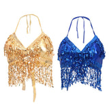 Maxbell 2pieces Belly Dance Costume Bra Halter Top Sequin Performance Outfits