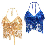 Maxbell 2pieces Belly Dance Costume Bra Halter Top Sequin Performance Outfits