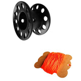 Maxbell Scuba Diving Finger Spool Reel + High Visibility Flat Guide Line Black