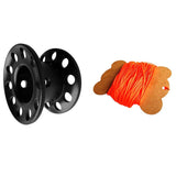 Maxbell Scuba Diving Finger Spool Reel + High Visibility Flat Guide Line Black