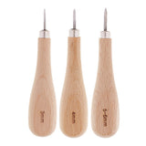Maxbell 1 Set Wood Handle Steel Straight Sewing Awl for Leather Crafts Making 3-6mm