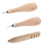 Maxbell 3pcs Wood Sewing Stitching Awl + Leather Edge Slicker for Leather Crafts