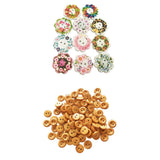 Maxbell 200Pcs 2 Holes Flower & Round Sewing Wooden Buttons for Kids DIY Accessories