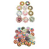 Maxbell 200Pcs 2 Holes Painted Flower Sewing Wooden Button for Clothes Accessories