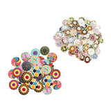 Maxbell 200Pcs 2 Holes Painted Flower Sewing Wooden Button for Clothes Accessories