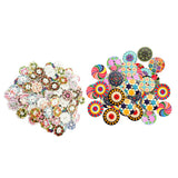Maxbell 200Pcs 2 Holes Painted Flower Sewing Wooden Button for Clothes Accessories