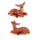 Maxbell 2pcs Resin Craft Mini Deer Lying Left & Right Micro Landscape Home Ornament