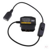 Maxbell 2Piece 12V/36V to 5V/2A Car Power Inverter USB Female OBD Buck Line DVR GPS