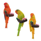 Maxbell 3Pcs Resin Parrots Budgerigar Birds Animals Ornaments Hanging Decorations