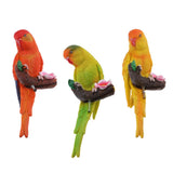 Maxbell 3Pcs Resin Parrots Budgerigar Birds Animals Ornaments Hanging Decorations