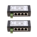 Maxbell 2Pieces 4 POE Ports Injector Switch 12-48V Power Supply Module Over Ethernet