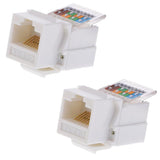 Maxbell 2Pieces Universal  Jack Module Cat5e Network Plug Toolfree Inline White