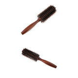 Maxbell 2PCS Wooden Handle Bristle Nylon Hair Care Round Brush Anti Hair Loss Comb