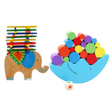 Maxbell 2 Sets Wooden Moon & Elephant Beam Balance Stacking Blocks Educational Toy