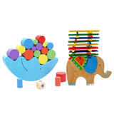 Maxbell 2 Sets Wooden Moon & Elephant Beam Balance Stacking Blocks Educational Toy